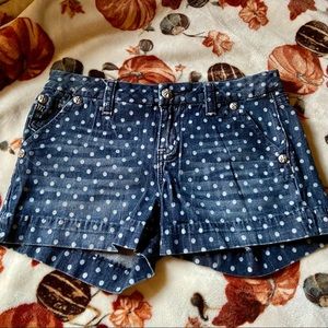 MISS ME Dotted Stretch Shorts Print Sz 28